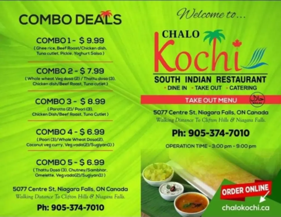 Chalo Kochi business card: South Indian Resturent