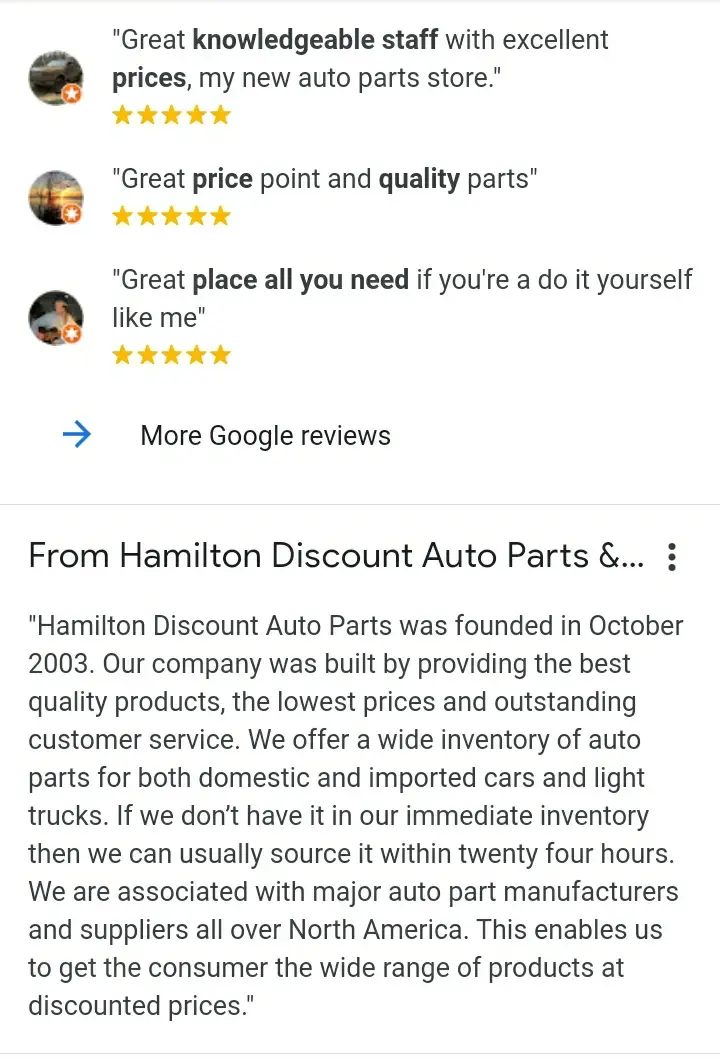 Hamilton Discount Auto Parts & Supplies, business photo