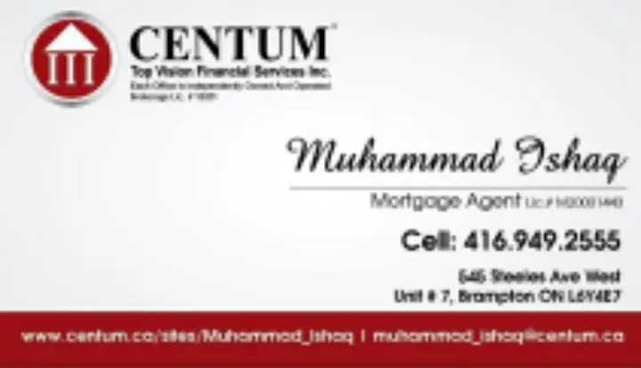 Muhammad Ishaq: Centum business card