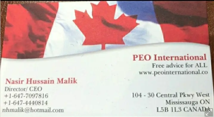 Nasir Hussain Malik business card: Philanthropic Educational Organization WOMEN Helping WOMEN reach for the STARS A non-profit organization Free Advice for All Director/CEO