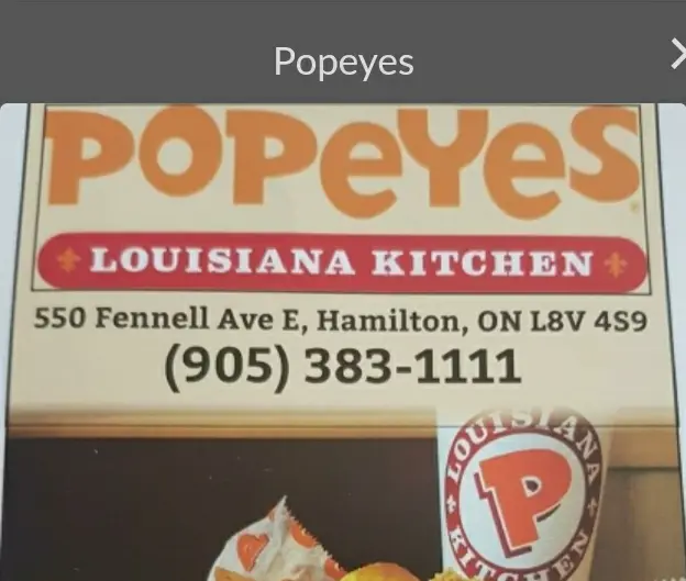 Popeyes business card