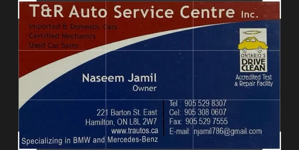 T&R Auto Service Centre business card: Owner