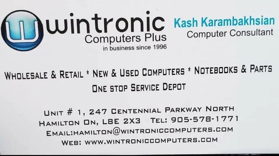 Wintronic Computer Plus business card: Repairs & Accessories