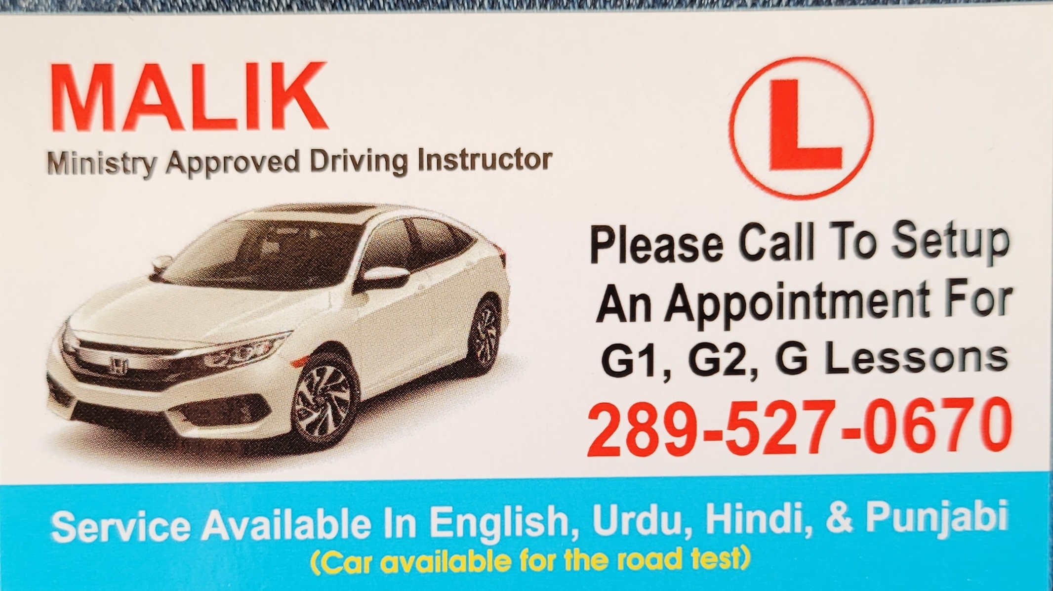 MALIK, Driving Instructor